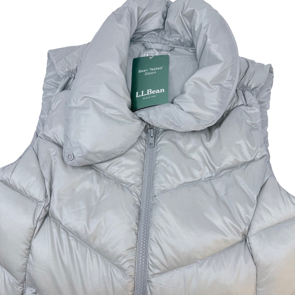 LL Bean Silver DownTek Puffer Vest Womens XS Reg 500355 Water Repellent Down NEW